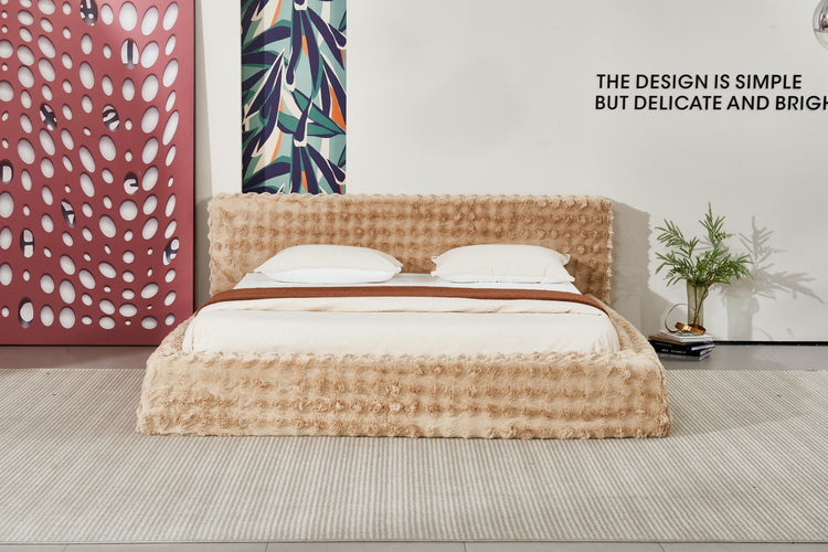Upholstered Bed Sand Waffle