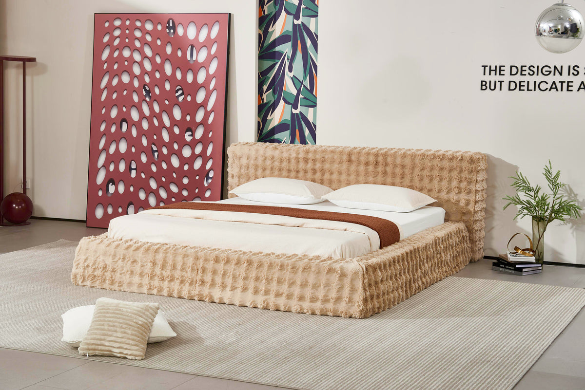 Upholstered Bed Sand Waffle