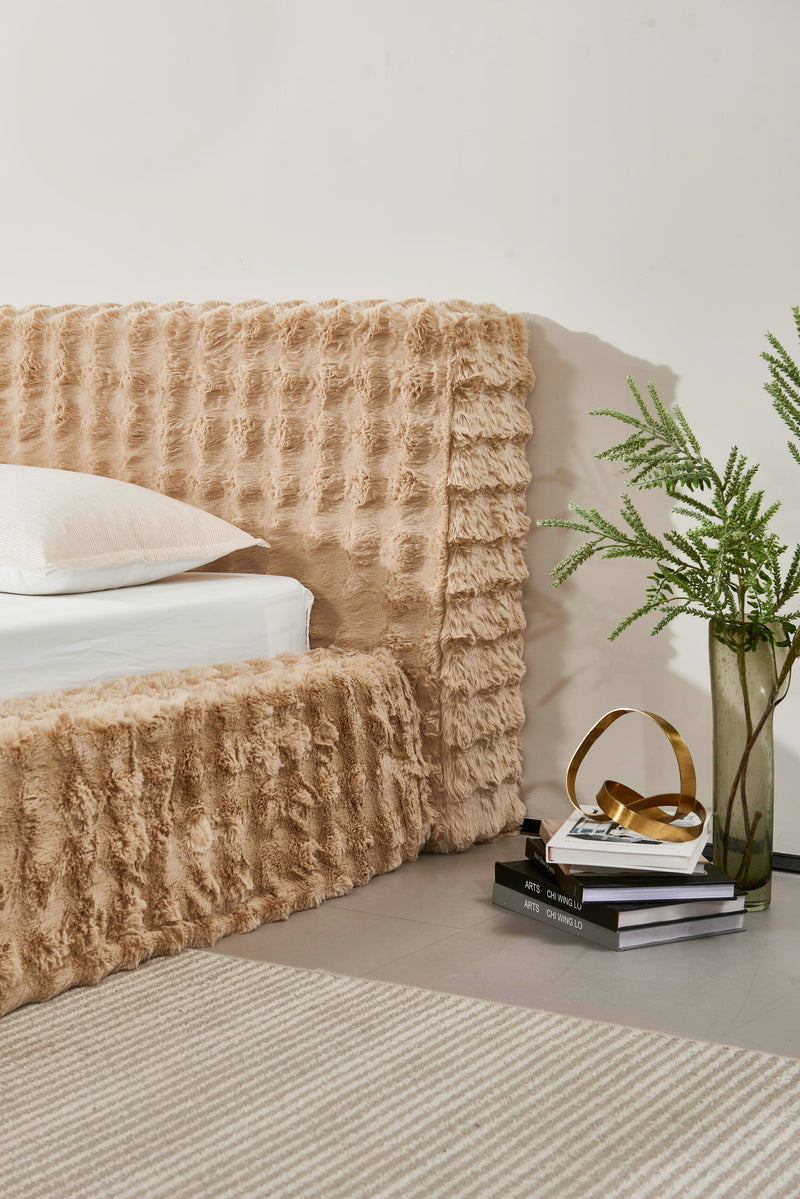 Upholstered Bed Sand Waffle